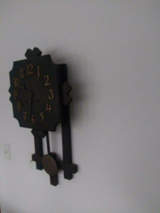 Vintage Gilbert Mission Wall Clock Era Oak 8 Day DOESNT WORK; WITH KEY 2