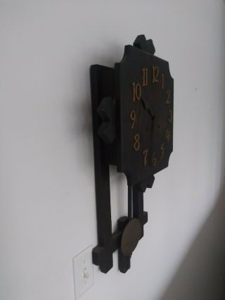 Vintage Gilbert Mission Wall Clock Era Oak 8 Day DOESNT WORK; WITH KEY 3