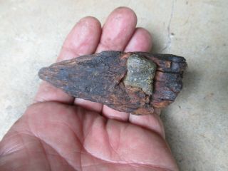 Antique Civil War Dug Bullet In Wood Relic