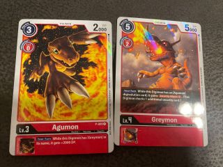 Digimon Tcg Promo Agumon P - 009 And Greymon P - 010 Englisch