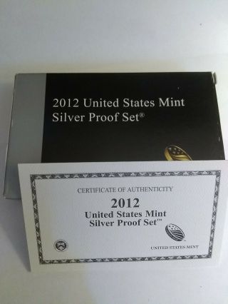 2012 - S Us Silver Proof Set W/box And - Complete Set 14 Coins