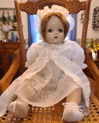 Antique Madame Alexander Little Genius Composition Doll Character Baby 23 "