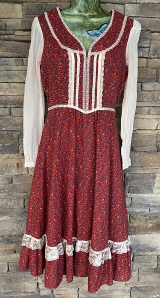 Vintage 1970’s Gunne Sax Style Cottagecore Dress Prairie Boho 12