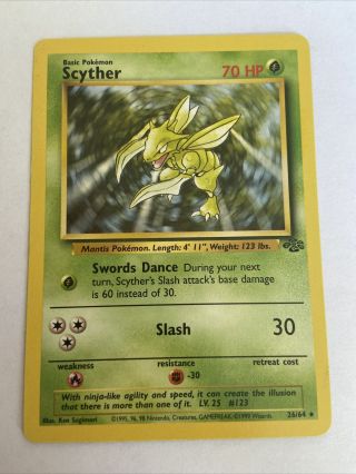 Scyther 26/64 - Rare Non Holo Pokemon Card Jungle Set Wotc 1999 (4)