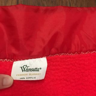 Wamsutta Vintage Satin trim thermal acrylic blanket Red Made in USA 65”X86” Twin 3
