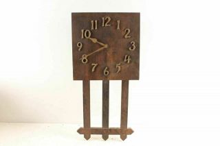 Large Antique Arts & Crafts Style Mission Oak Wall Clock