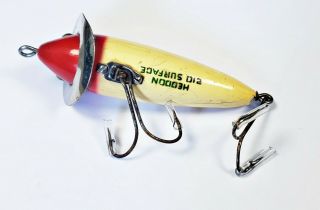Heddon 210 Surface Minnow Lure White Red Head c 1940s 3
