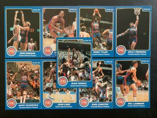 1984 - 85 Star Detroit Pistons 9 Card Team Complete Set W/ Isiah Thomas 1985