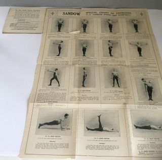 Scarce Eugen Sandow Antique Bodybuilding Poster Booklet 18 /1900s S - Dumb - Bells