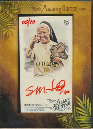 2019 Topps Allen & Ginter Mini Framed Autograph Red Ink Smj Sister Mary Jo S.