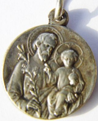 Fine Antique Silver Holy Medal By Balme St.  Joseph & Our Lady Virgin Mary Garde