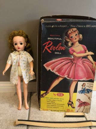 Vintage Miss Revlon Doll Ideal Toys 18 Inch Tall,  Partial Box,  Panties & Duster