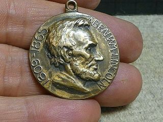 Antique Illinois Watch Co - Abraham Lincoln Bronze Medal Medallion Watch Fob Exc