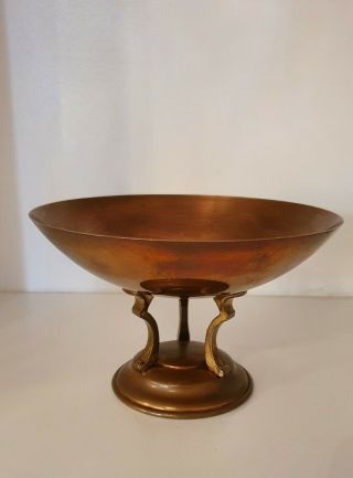 Antique English Linton Copper Brass Pedestal Bowl