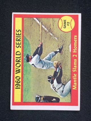 1961 Topps 307 Mickey Mantle Slams 2 Homers Exmt,  Baseball Card Ny Yankees