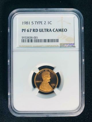 1981 S Lincoln Cent Proof 1c Pf67 Rd Ultra Cameo Ngc; Type 2; Sku 2471