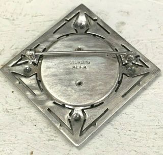 Antique Art Deco Sterling Silver Marcasite Monogram Brooch Pin SLS Signed Alfa 2