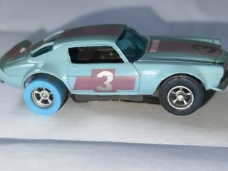 Baby Blue & Plum 3 Chevy Camaro Trans Am Z28 Magna Traction Aurora Slot Car