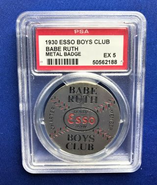1930 Babe Ruth Esso Boys Club Baseball Pin/badge Psa 5 Ex York Yankees