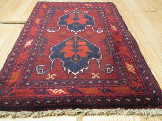 1x2 Tribal Geometric Natural Vegetable Dye Hand - knotted Wool Rug 68 3