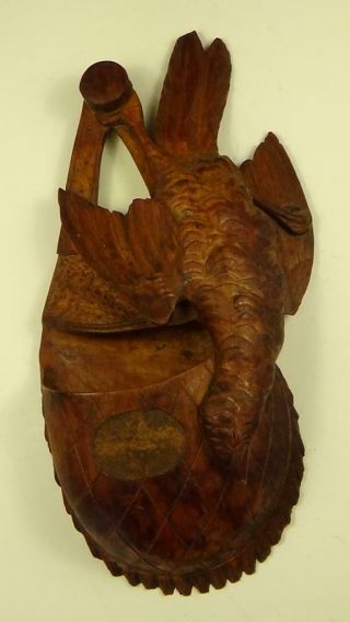 Antique Black Forest Hand Carved Game Bird Wall Plaque Match Holder
