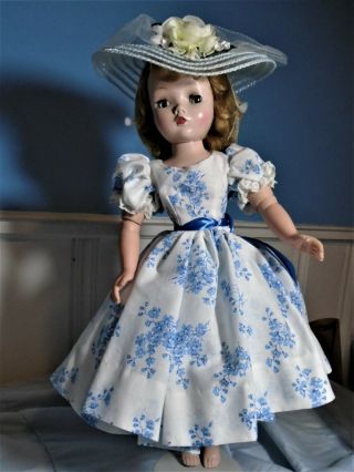 Lovely Blue Voile Dress,  Richard Hat For Vintage Madame Alexander Cissy