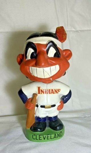 Rare Vintage 1962 Cleveland Indians Chief Wahoo Bobblehead,  Nodder Green Bottom