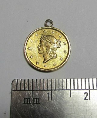 Crisp 1852 U.  S.  1 Dollar Gold Coin,  Liberty Head,  Pendant,  Ungraded