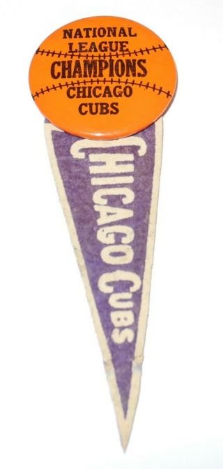 1935 Baseball Chicago Cubs World Series Stadium Pin Button Pinback Mini Pennant