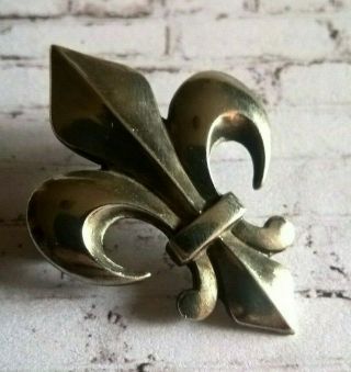 Fine Antique Victorian French Silver 800 Royalist Lys Flower Pin Brooch