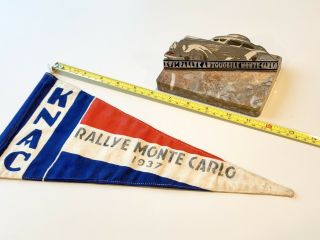 Rare Orig.  1937 Monte Carlo Rally Competitors Car Badge Automobile Flag Pennant