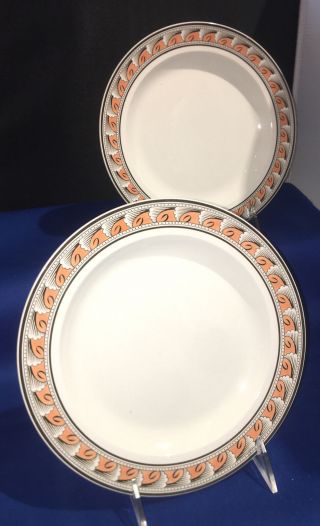 Pair Antique Early 19th century English Wedgwood Creamware Pearlware Plates 8”D. 2