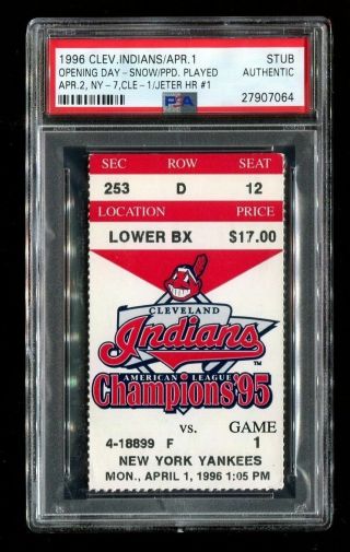 1996 Baseball Ticket Stub - Derek Jeter Hr 1 - Rare