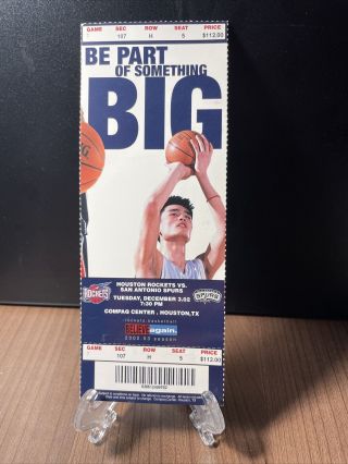Yao Ming Rookie Season Houston Rockets Full Ticket December 3 2002