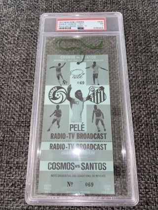 Pele 1977 Last Game Full Ticket Cosmos V Santos Psa 7 Pop 1 Radio Broadcast