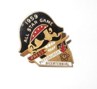 1959 Baseball All Star Game Press Pin Pittsburgh Pirates Forbes Field Kaline Hr
