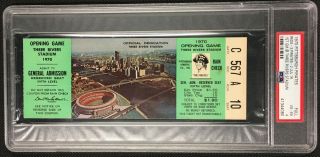 1970 1st Game Three Rivers Stadium Ticket Pittsburgh Pirates Vs Reds Mlb Psa 4