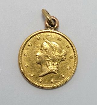 1851 $1 Gold Liberty Head Dollar: Jewelry Pendant Charm