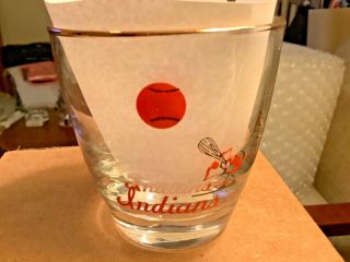 Extremely Rare Vintage 1950s Cleveland Indians Baseball Glass.