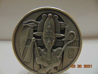 1x2 Ounce Egyptian Gods Series Osiris Fine 999 Pure Antique Silver Round