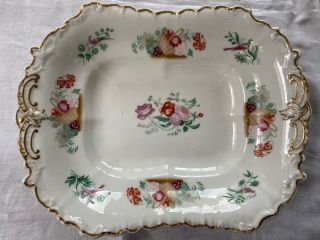 Antique Copeland & Garrett Porcelain Serving Dish White / Gold 1846 - 1847