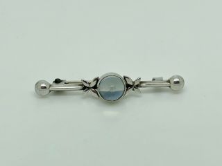 Gorgeous Antique Arts & Crafts Sterling Silver Moonstone Bar Brooch