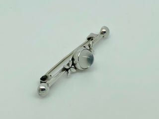 Gorgeous Antique Arts & Crafts Sterling Silver Moonstone Bar Brooch 3