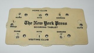 1920 Baseball Game Pocket Scorer Counter Pin Scoring Tablet York Press News