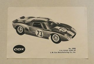 Look 1960`s Cox 1/24 Ford Gt40 Slot Car Hobby Store Display Poster