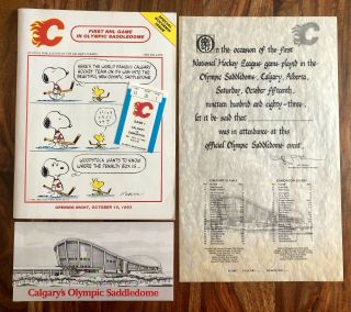 Saddledome Opener - Edmonton Oilers Vs Calgary Flames Program & Ticket - Oct 1983