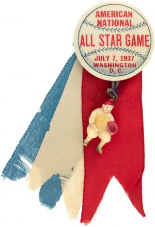 Rare 1937 American Vs National League All Star Game Button Pin Charm Lou Gehrig