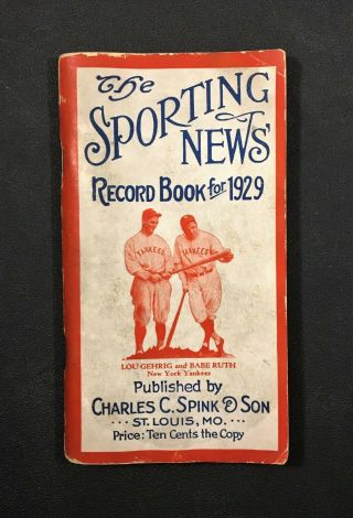 Babe Ruth,  Lou Gehrig On Cover Of The Sporting News Record Book For 1929