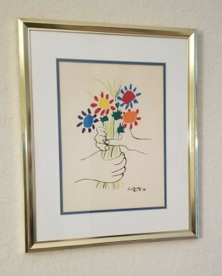 Vintage Lithograph Pablo Picasso " Bouquet Of Peace "