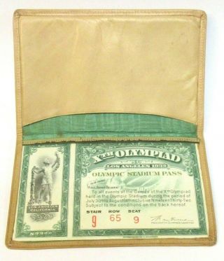 1932 Olympic Stadium Pass Los Angeles Olympics With Leather Case